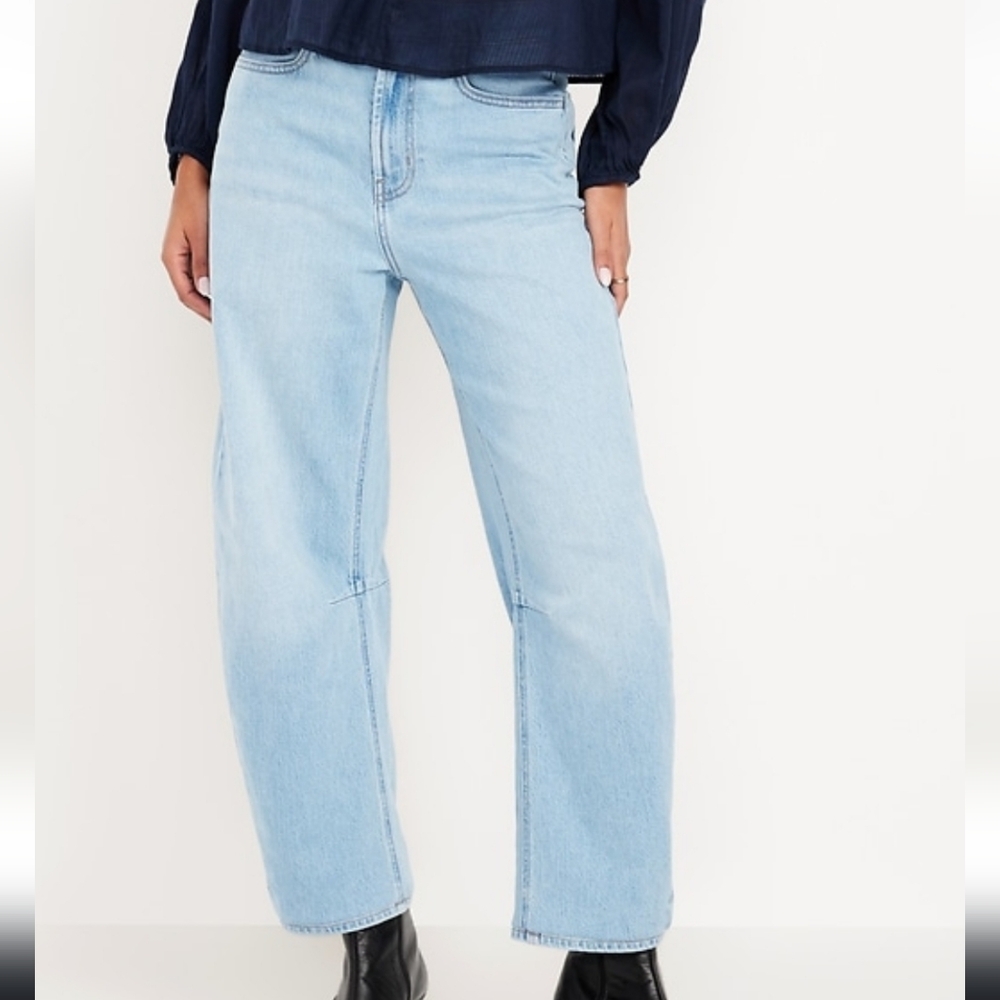 Old Navy high-waisted Wow barrel ankle jeans, Summer wash 12 Tall